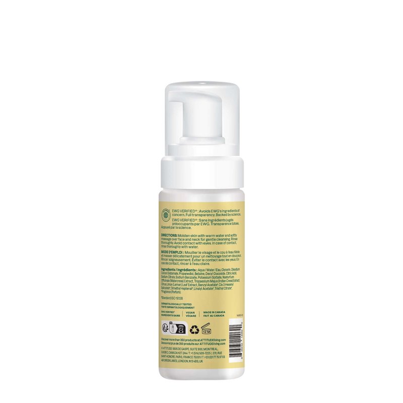 ATTITUDE Micellar Foaming Facial Cleanser, EWG Verified, Dermatologically Tested, Plant and Mineral-Based, Vegan, Earl Grey & Fresh Cucumber Scent, 5 Fl Oz