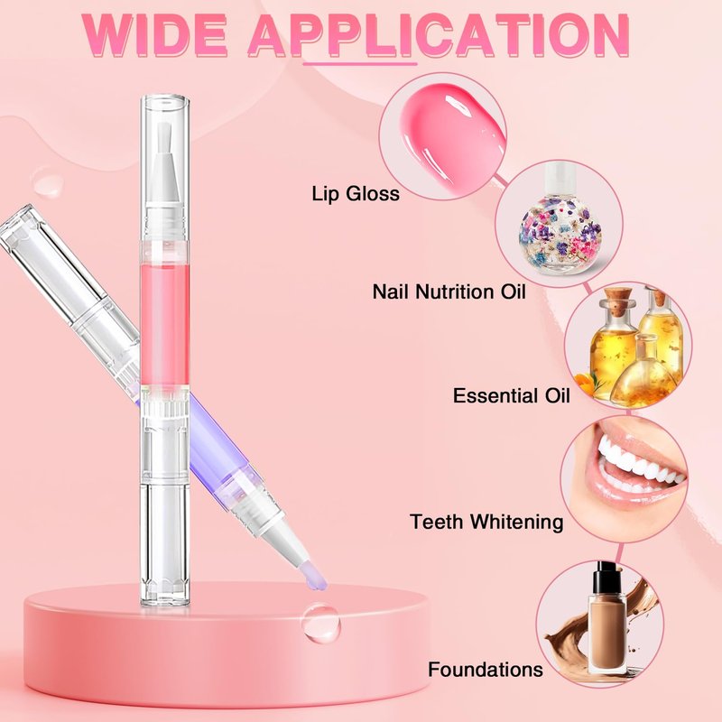 Nail Oil Pen 25Pcs 3ml Empty Transparent Twist Pens Cuticle Oil Pen with Brush Tip for Nail Oil, Liquid Foundation, Eyelash Growth Liquid Tube, Empty Cuticle Oil Dispenser + 48pcs Label