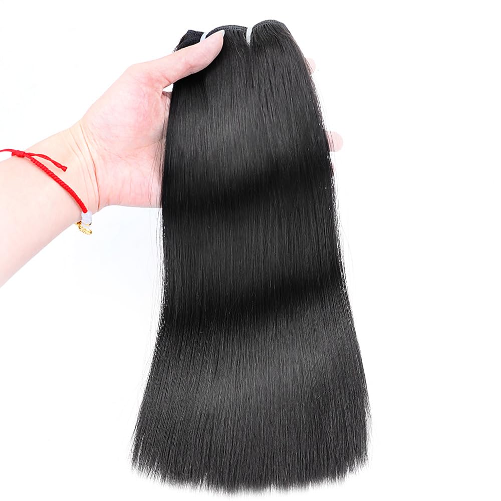 Blisshair Sew In Hair Extensions Real Human Hair 8 Inch Weft Hair Extensions Full Head Double Weft SDD Burmese Bone Straight Hair Single Bundle for Women 100g Natural Color (Straight, 8inch)