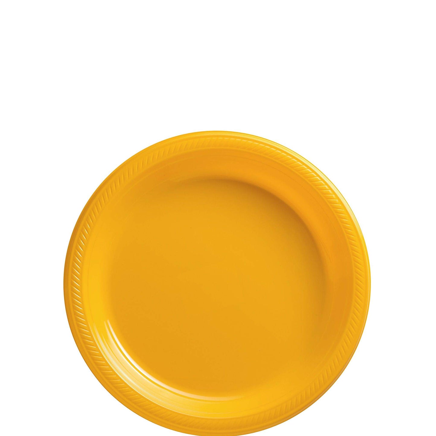 Yellow Sunshine Round Disposable Plastic Plates - 7" (Pack Of 50) - Sturdy Dinnerware For Parties, Events & Everyday Use