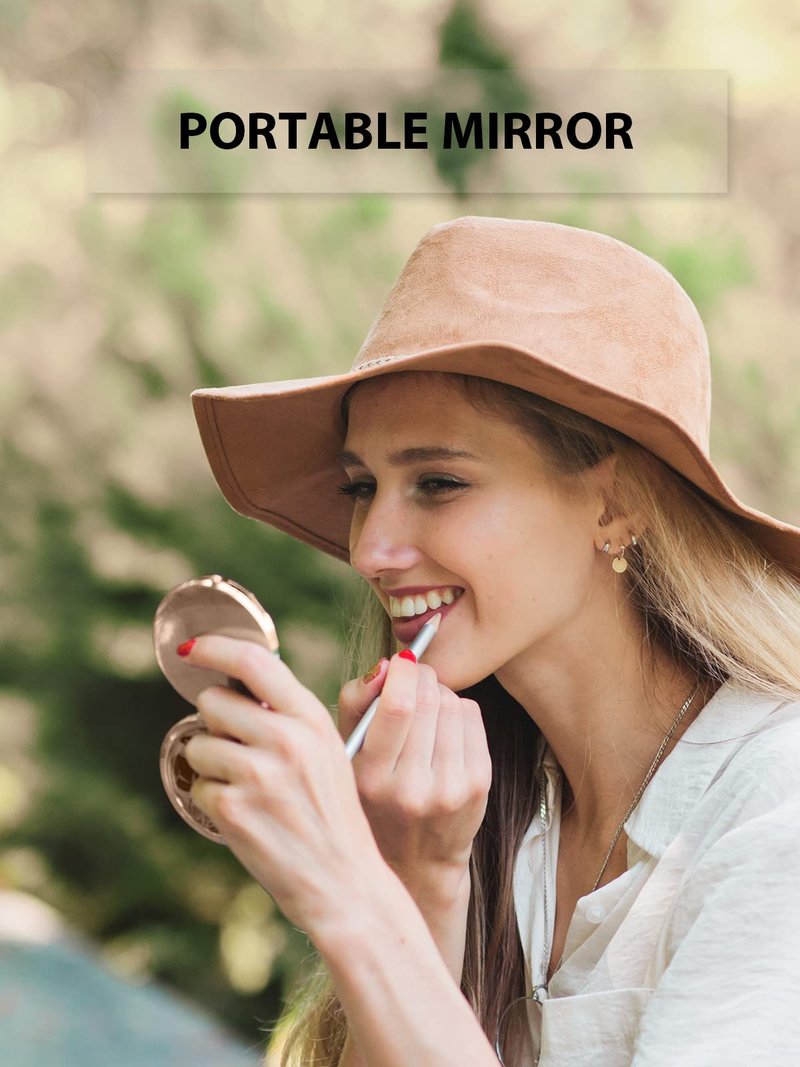 Getinbulk Compact Mirror Bulk, Pack of 12 Double-Sided 1X/2X Magnifying Metal Makeup Mirrors(Round, Rose Gold)