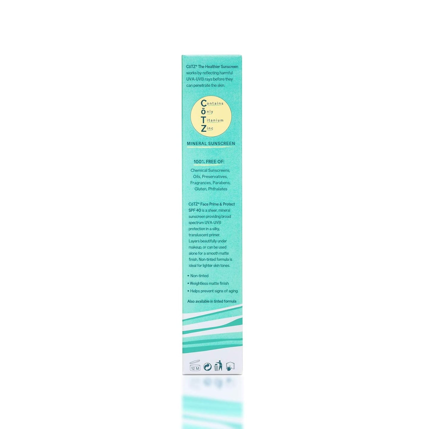 COTZ Face Prime & Protect Mineral Sunscreen - Broad Spectrum SPF 40 | Non-Tinted Facial Primer, 1.5 oz