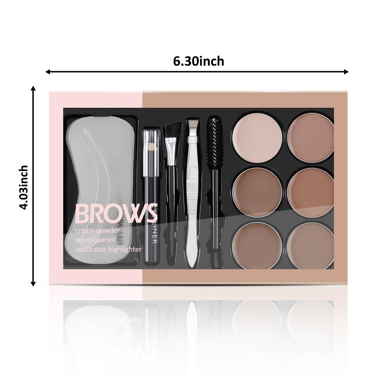 Boobeen Eyebrow Gel, 6-color Eyebrow Makeup Kit with 4 Eyebrow Stencils, 2 Eyebrow Brushes, 1 Eyebrow Pencil and 1 Tweezer, Waterproof Long Lasting Eyebrow Pomade to Define & Shape & Fill Brows