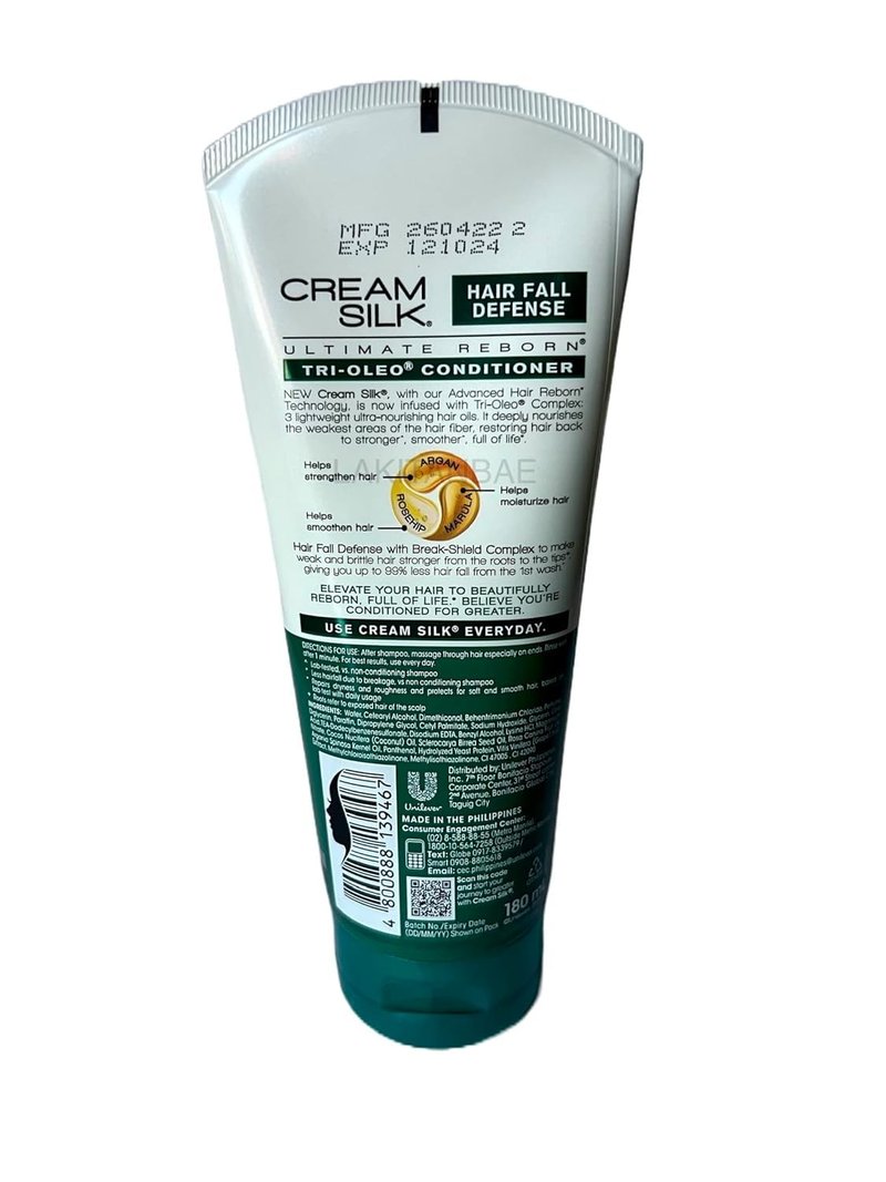 Generic New Cream Silk Hair Fall Defense Tri-Oleo Conditioner 180ml (Pack of 4), Green