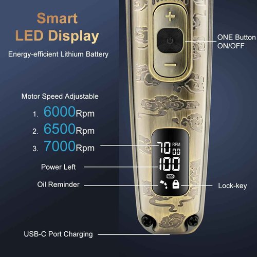 Hatteker Beard Trimmer Mustache Trimmer for Men 8 in 1 Adjustable Speed Waterproof Hair Clipper T-Blade Electic Razor Shavers Cordless Mens Gift Grooming Kit with Face Nose Body (Bronze)