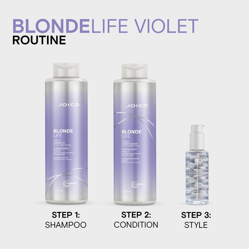 Joico Blonde Life Violet Conditioner | For Cool & Bright Blonde Hair | Neutralize Brassy Tones | Banish Yellow Tones | Boost Shine | Sulfate Free | With Monoi & Tamanu Oil | 33.8 Fl Oz
