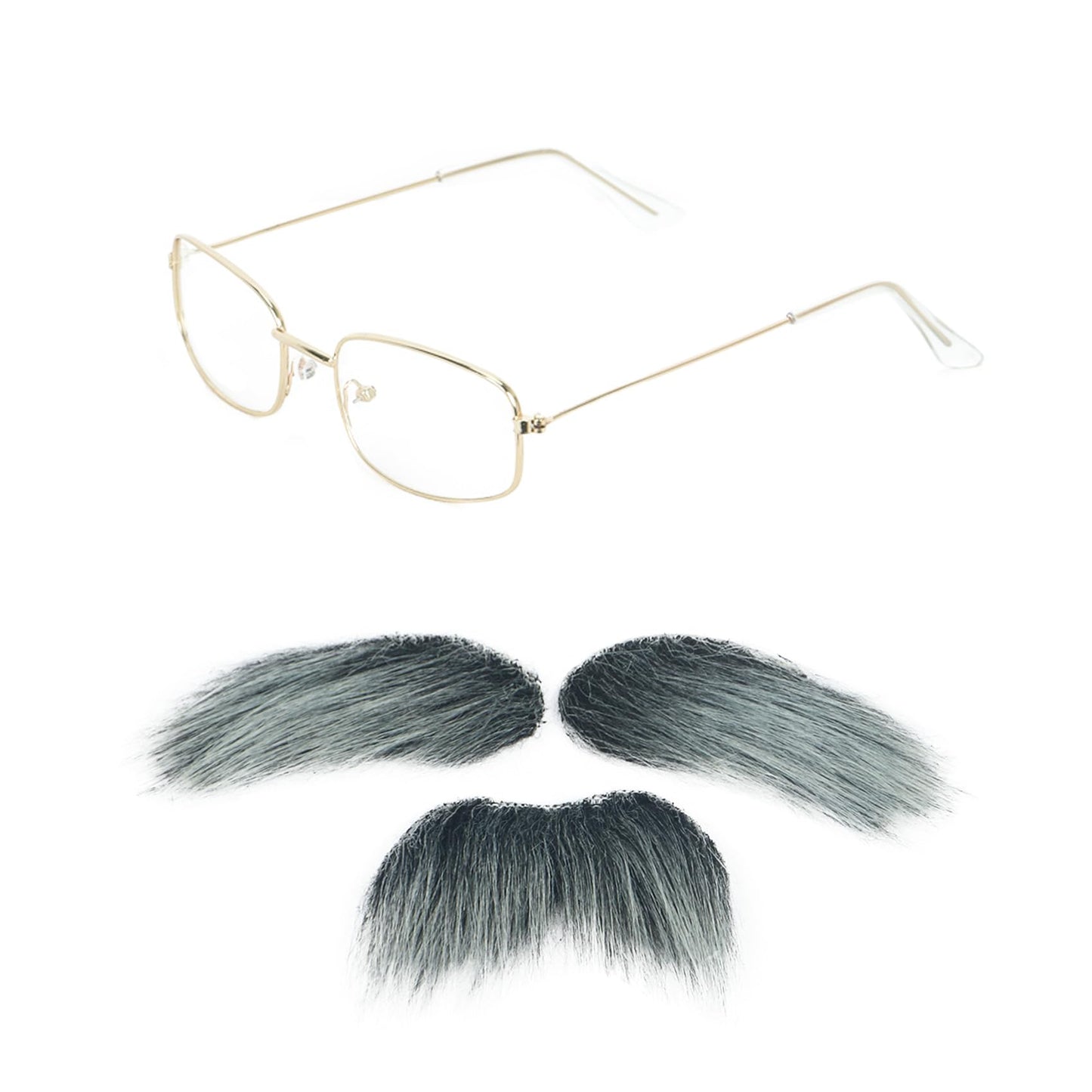 karlery Old Man Short Gray Wig with Moustache Eyebrow and Glasses Funny Grandpa Bald Cap Heat Resistant Synthetic Fiber Fluffy Soft Cosplay Event Costume Halloween Party Wig
