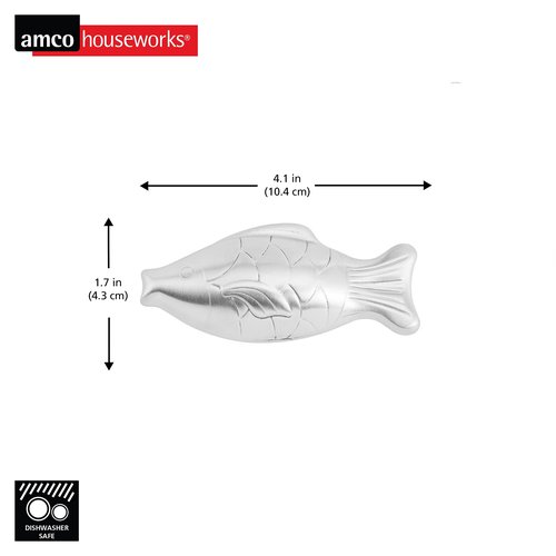 Amco Rub Away Bar, Stainless Steel Odor Absorber, Fish Shaped - Dishwasher Safe Kitchen & Outdoor Essential for Garlic, Onion, Fishing, Hiking Odors - Natural Odor Remover