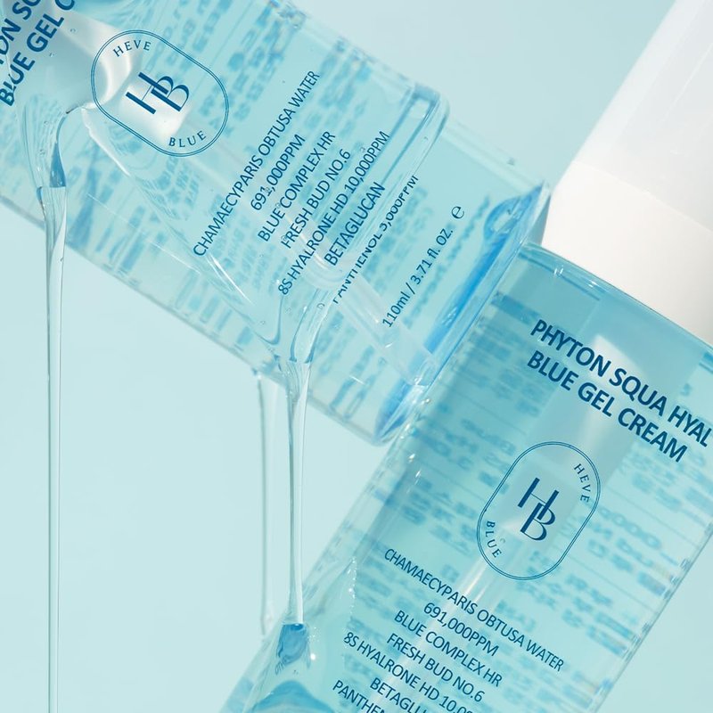 HEVEBLUE Phyton Squa Hyal Blue Gel Cream - Sensitive Skin, Korean Skincare, Vegan, Hypoallergenic, Boost Hydration, Soothing Cream, Reduce in Moisture Loss, Calming, Lightweight