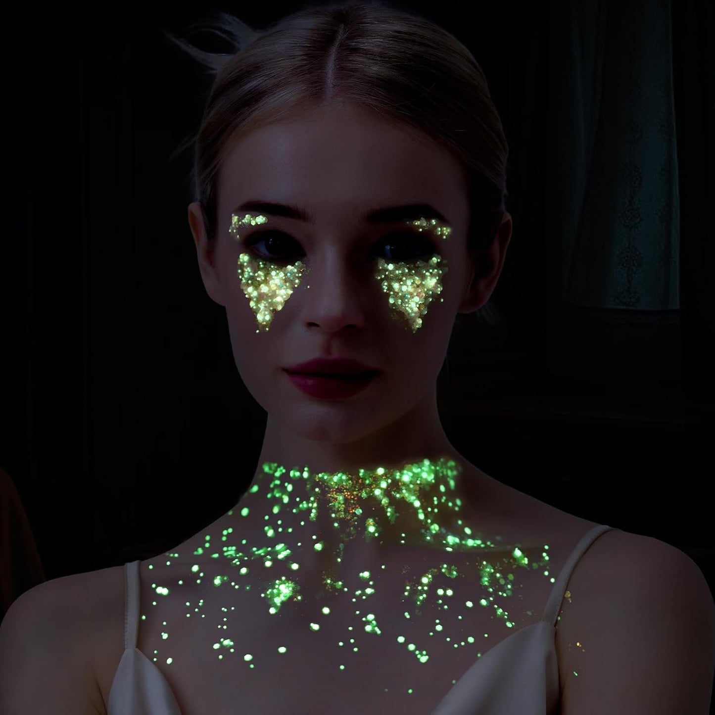Teenitor 6 Colors Glow in The Dark Glitter Gel, Face Glitter Gel, Body Glitter Hair Glitter for Halloween Makeup UV Black Light Party Cheer Raves Festivals