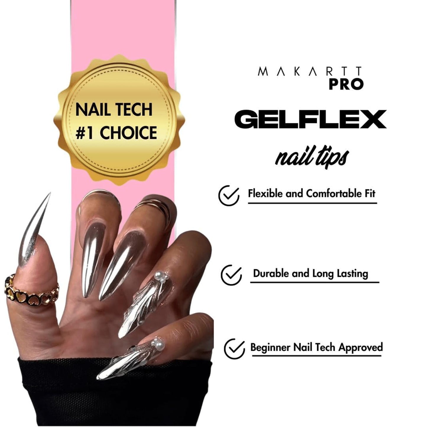 MakarttPro GelFlex Soft Gel Nail Tips 500pc Box – Medium Almond Shape – 14 Sizes 00–9 – Clear Soft Gel Tips for Nail Extension – Easy to Apply, Lightweight, Professional Salon Quality