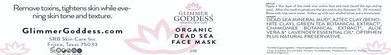 Glimmer Goddess Organic Face Mask to Minimize Pores and Blackheads - DEAD SEA MUD MASK, 2 oz