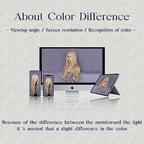 Mixed Blonde Long Wave Wig for Women -26inch Middle Part Long Curly Wig Heat Resistant Synthetic Hair Looking Natural, Fiber Wig for Daily Party Use