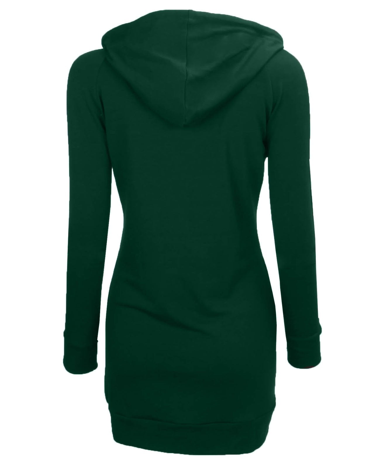 BEPEI Womens Long Sleeve Tunic Sweatshirt String Hoodie With Pocket Green M