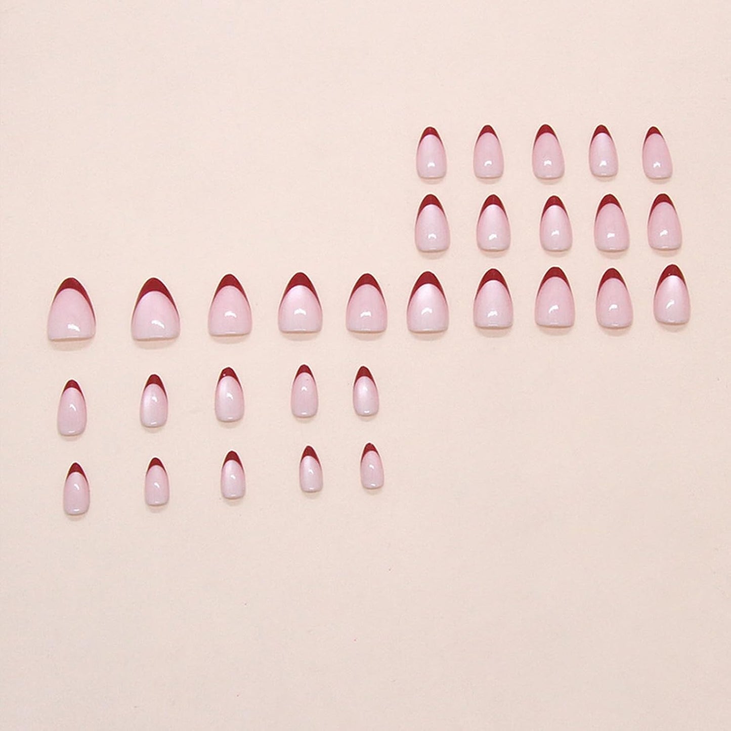 French Tip Almond Press-On Nails with Gold Bow | Reusable Glossy Acrylic False Nails for Women