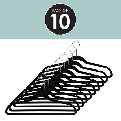 10 PACK VELVET HANGER BLACK