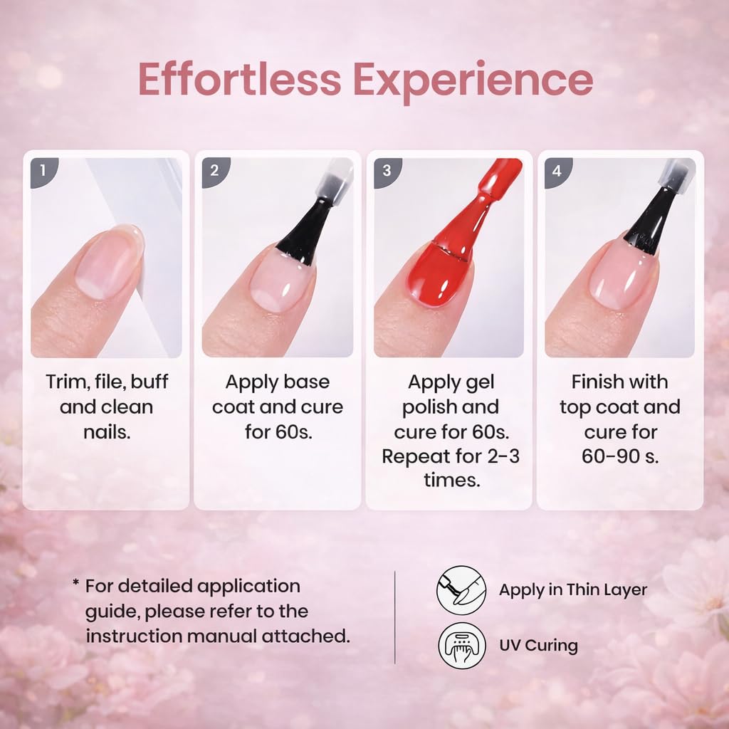 Beetles Summer Gel Nail Polish Set - 36 Colors Verse of Flower Gel Nail Kit, Pink White Black Red Purple Blue Yellow Gel Colors & 3Pcs Base Top Coat Soak off UV Home Salon Gift for Women