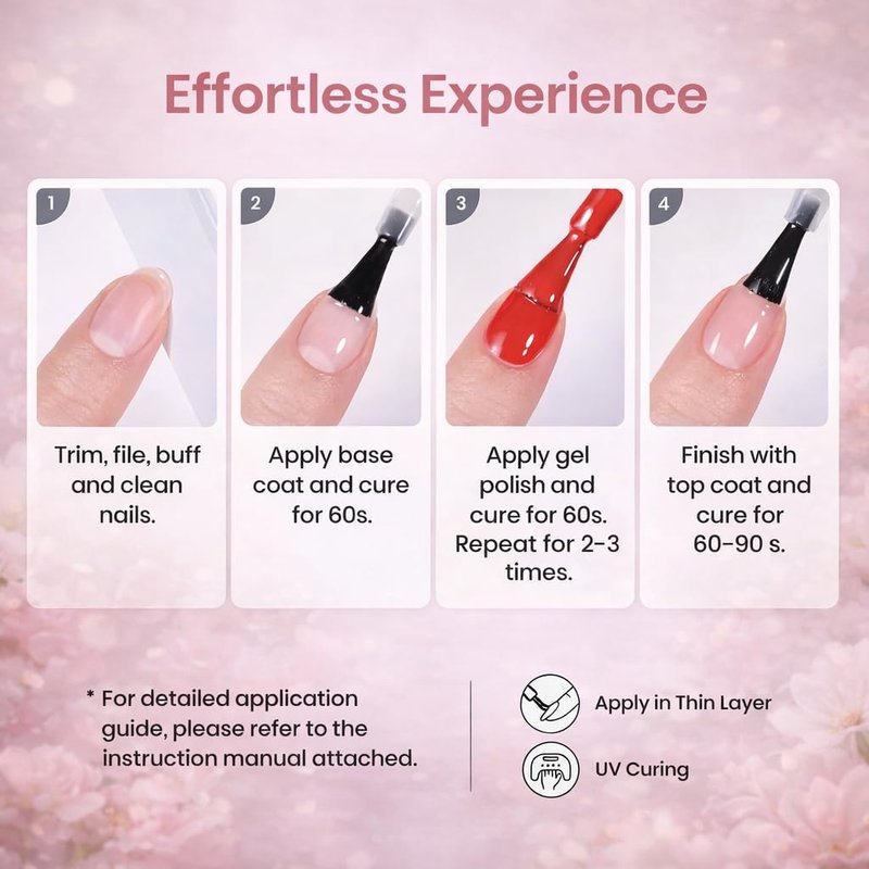 Beetles Summer Gel Nail Polish Set - 36 Colors Verse of Flower Gel Nail Kit, Pink White Black Red Purple Blue Yellow Gel Colors & 3Pcs Base Top Coat Soak off UV Home Salon Gift for Women