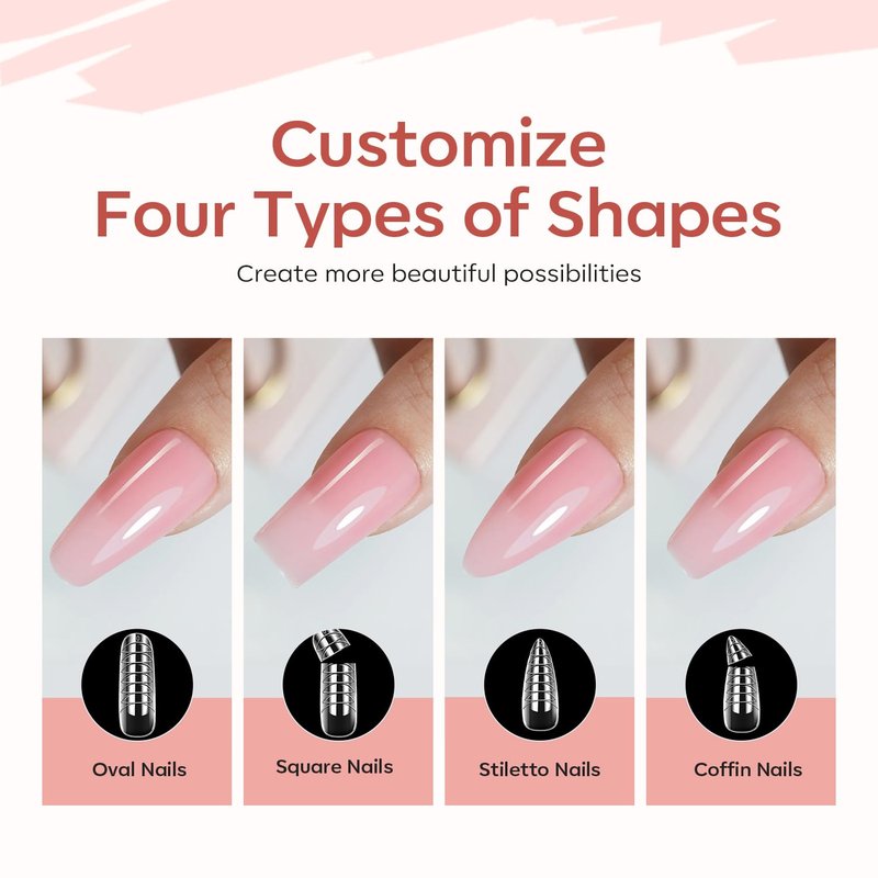 modelones Poly Gel Nail Kit 6 Colors with 8 W Nail Lamp Polygel Toenail Kit Extension Gel Kit Jelly Milky White Pink Nude Complete Tools Beginner Thickening Solutions DIY at Home for Women