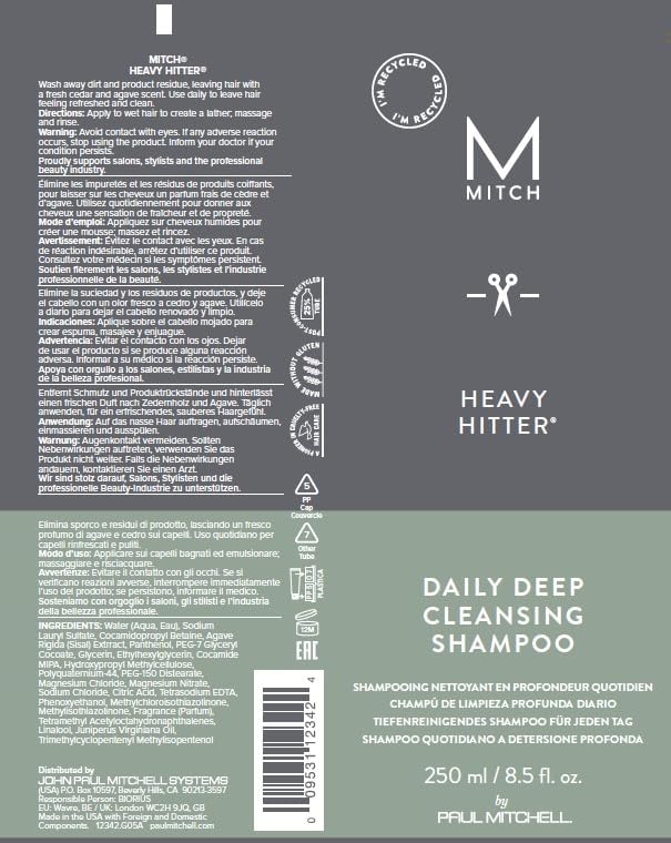 Mitch Heavy Hitter Daily Deep Cleansing Shampoo for Men | All Hair Types, 10.1 oz