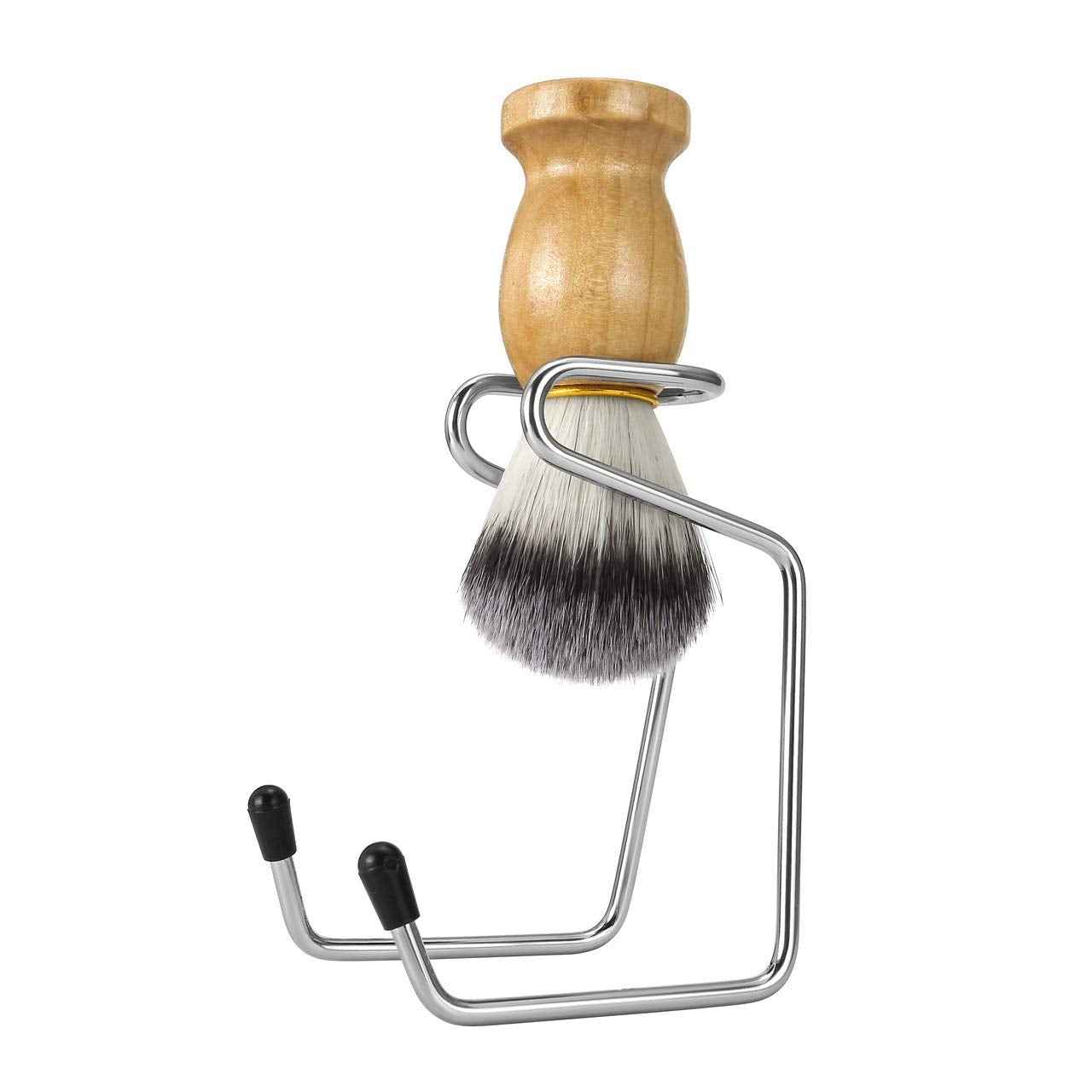 Wismee 3 In 1 Shaving Brush Set Shaving Soap Bowl & Shaving Stand & Badger Hair Shaving Brush Kit Shaving Cleaning Tool for Men (Silver+soap)