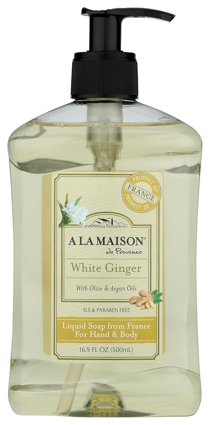 A LA MAISON White Ginger Natural Hand Wash Made with Essential Oils - Biodegradable, Plant-Based, Vegan, Cruelty-Free 16.9 Fl Oz, 3 Pack