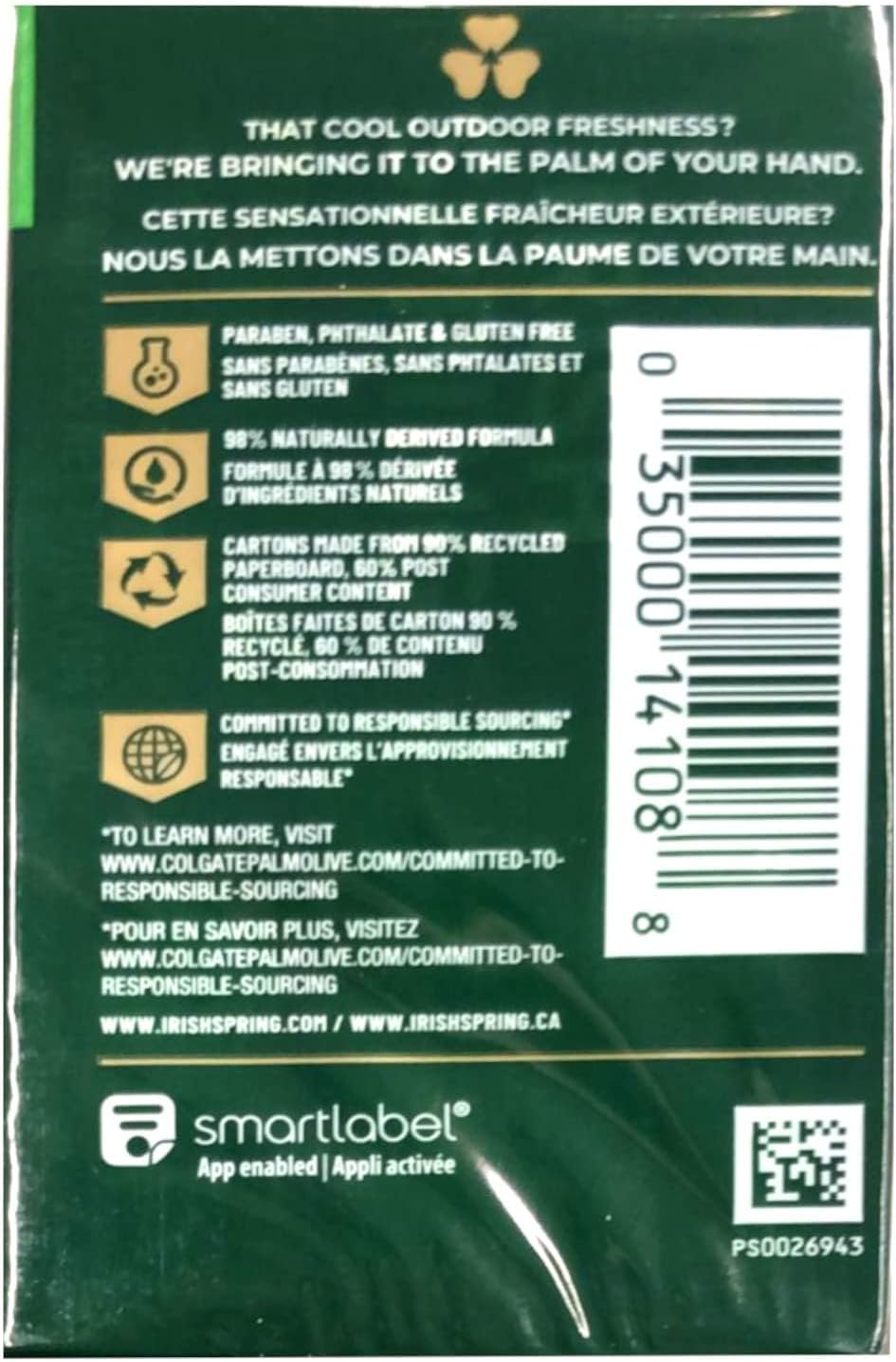 Irish Spring Original Scent Bar Soap 3.2 oz. Pack of 2