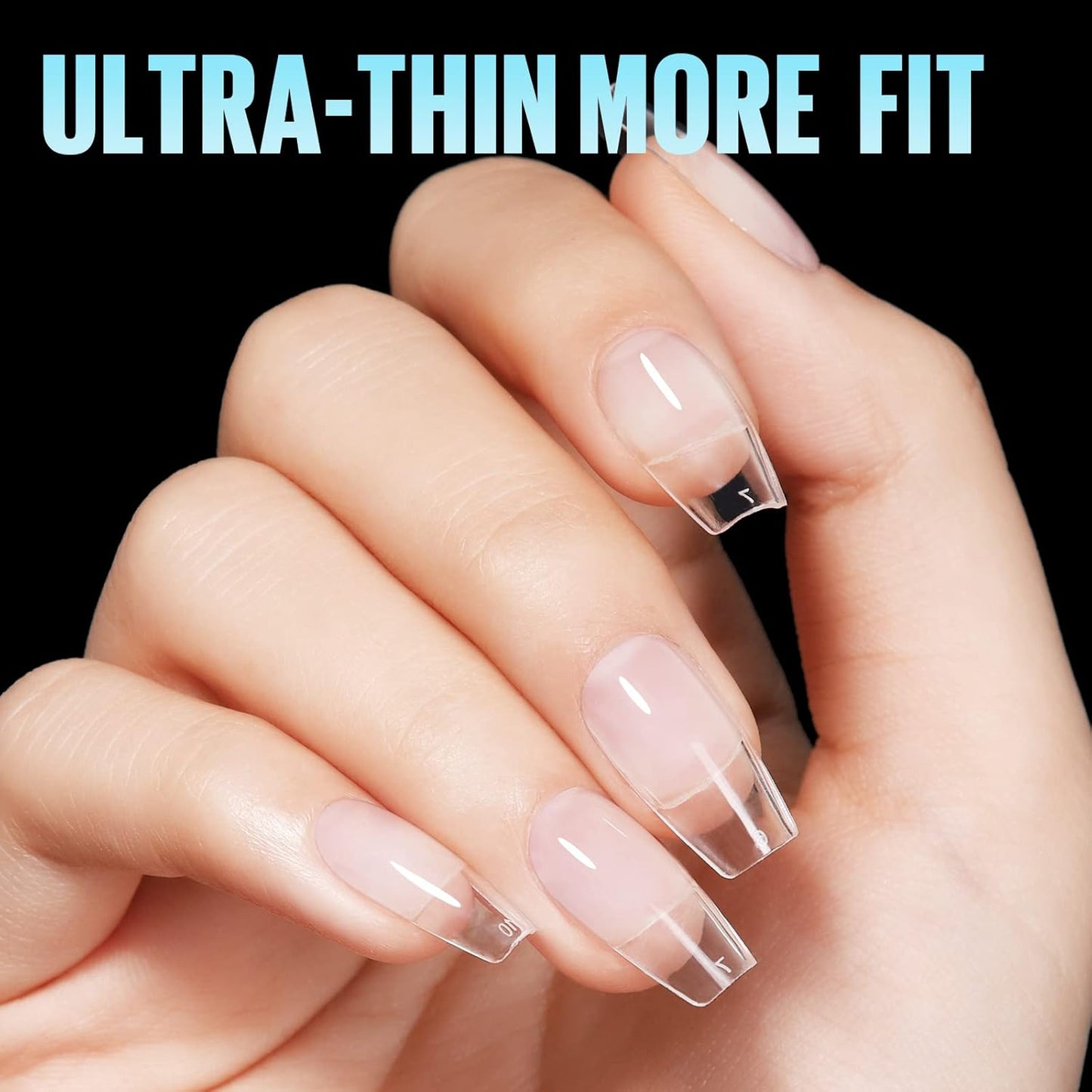 TOMICCA Short Nail Tips Extra Short Square Nail Tips, 192Pcs Fake Nails 12 Sizes Acrylic Clear Nails for Beginner and Professional DIY Gel Nails Salon