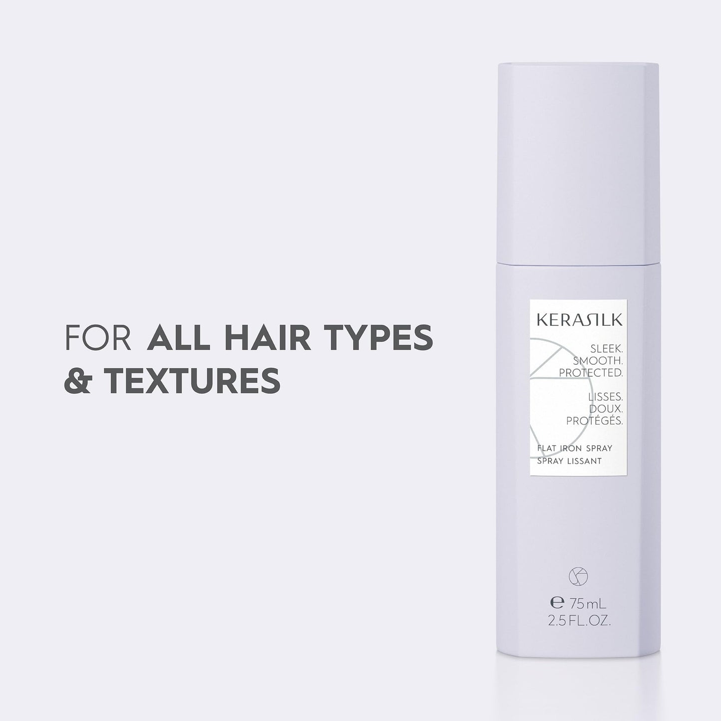 KERASILK Flat Iron Spray | Speeds Up & Eases Hot Iron Styling | Smooths Hair & Flyaways | Creates Sleek Hair Full of Shine | Humidity Protection | With Heat Protection | 75ml