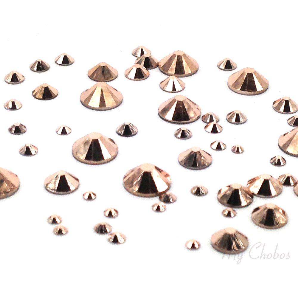 Crystal Rose Gold (001 ROGL) 144 pcs Austrian 2058/2088 Crystal Flatbacks rhinestones nail art mixed with Sizes ss5, ss7, ss9, ss12, ss16, ss20, ss30