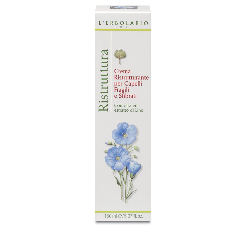 L'Erbolario Restructuring Cream For Fragile And Brittle Hair - Rich Treatment Cream With Oil And Extract Of Flax - Restores Body And Radiance To Hair - Nourishes And Refreshes The Scalp - 5.07 Oz