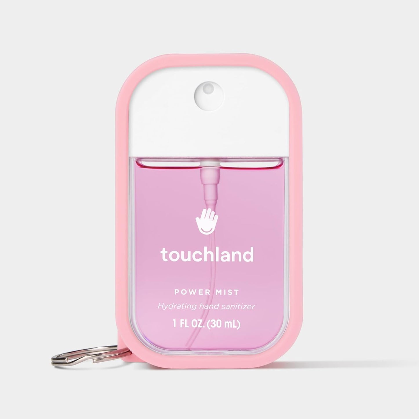 Touchland Hand Sanitizer Mist Case 1FL. OZ., Protective and Stylish Hand Sanitizer Spray Accessory, Silicone Case with Keyring, Icy White