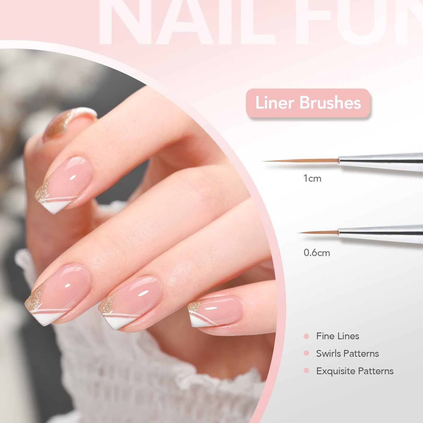 GAOY 8 Pcs Nail Brushes for Nail Art, Nail Design Tools for Nail Detail Painting, French Liner and Dotting Pens for Nail DIY