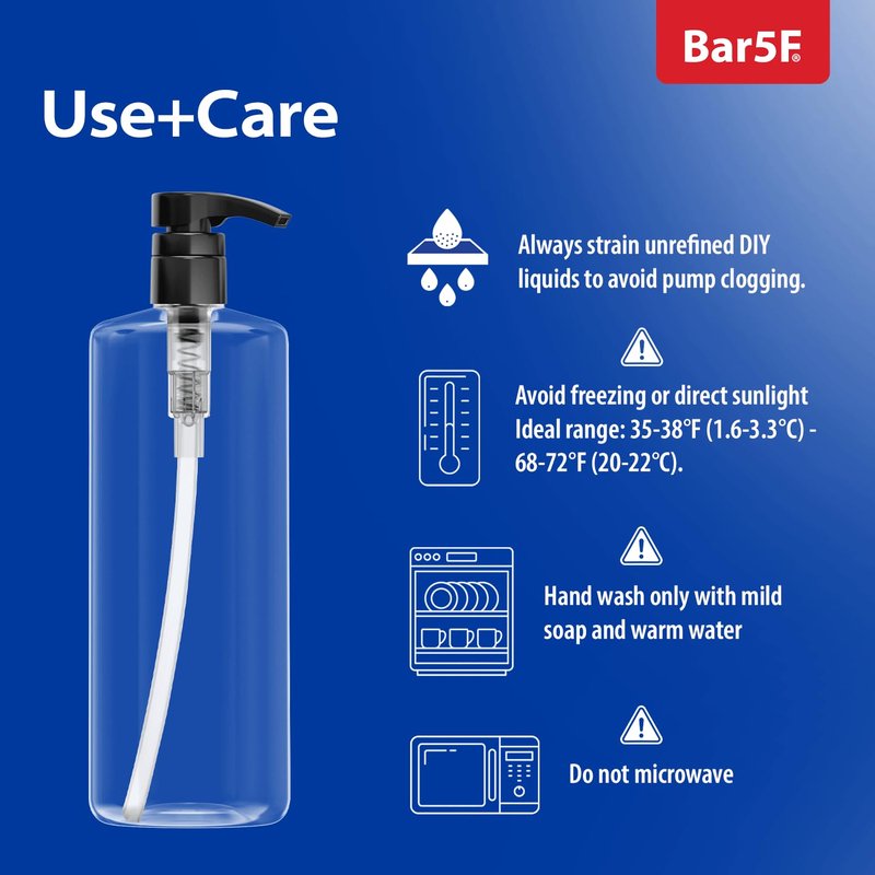 Bar5F Empty Shampoo Bottles with Pumps (32oz/1Liter/Large) BPA-Free PETE1 Plastic Bottle Crystal-Clear (Pack of 4)