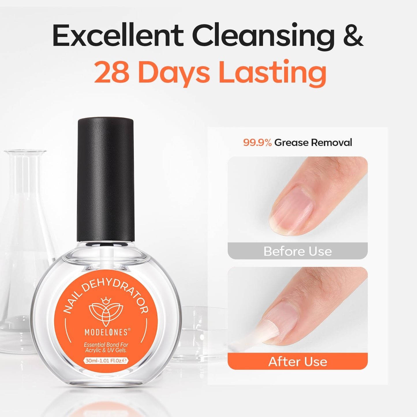 modelones Nail Primer, 15 ml Acid Free No Lift Bond Primer, Hema-Free Bonder for Gel Polish Nail Supplies Set