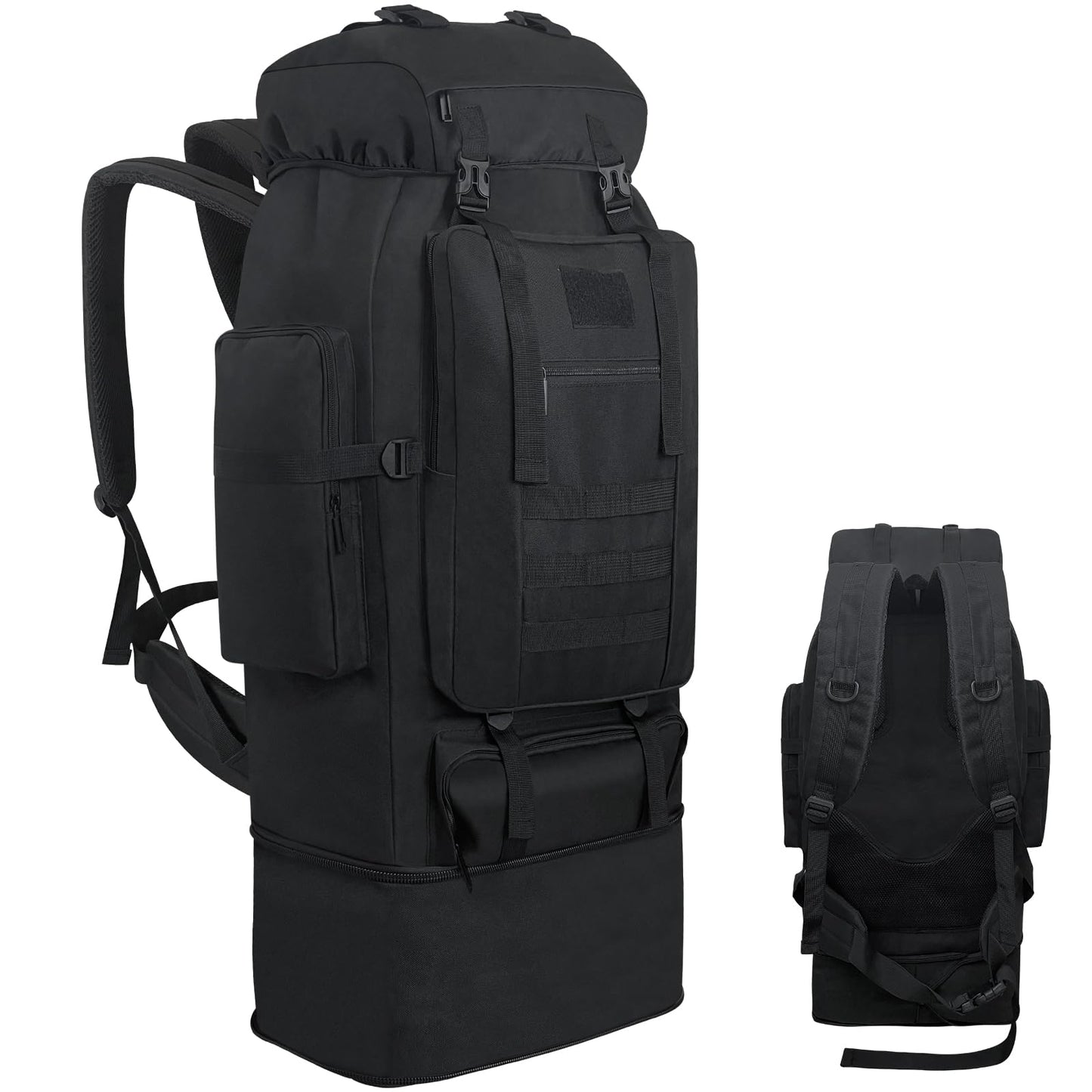 Ogetok 100L Camping Hiking Military Tactical Backpack, Adjustable Water Resistant Large Travel Daypacks Outdoor MOLLE Rucksack, Black