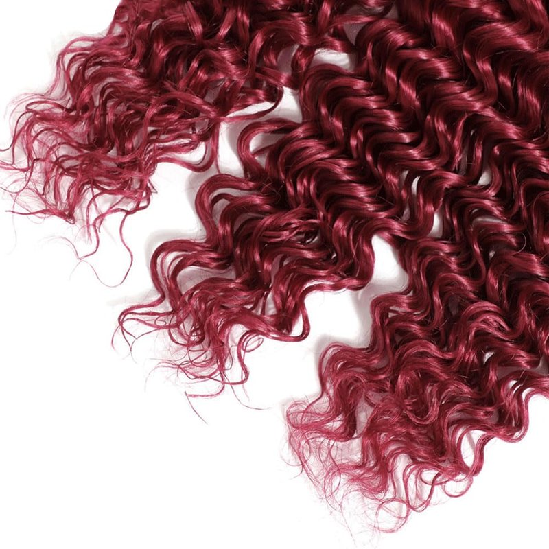 1B99J Bundle Ombre Red Deep Wave Human Hair Bundles Ombre Burgundy Loose Deep Wave Bundles Human Hair 14 16 18 Inch Red Bundle