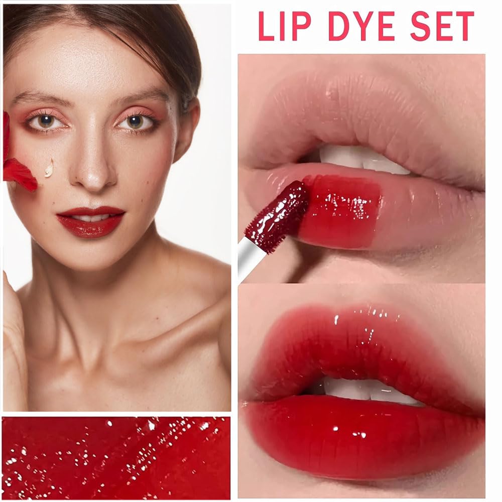 6 Colors Lip Tint Stain Set, Korean Velvet Watery Lip Stain Moisturizing Mini Liquid Lipstick, Multi-use Lip and Cheek Tint, Long lasting Non-Stick Cup Waterproof, Lip Color Makeup