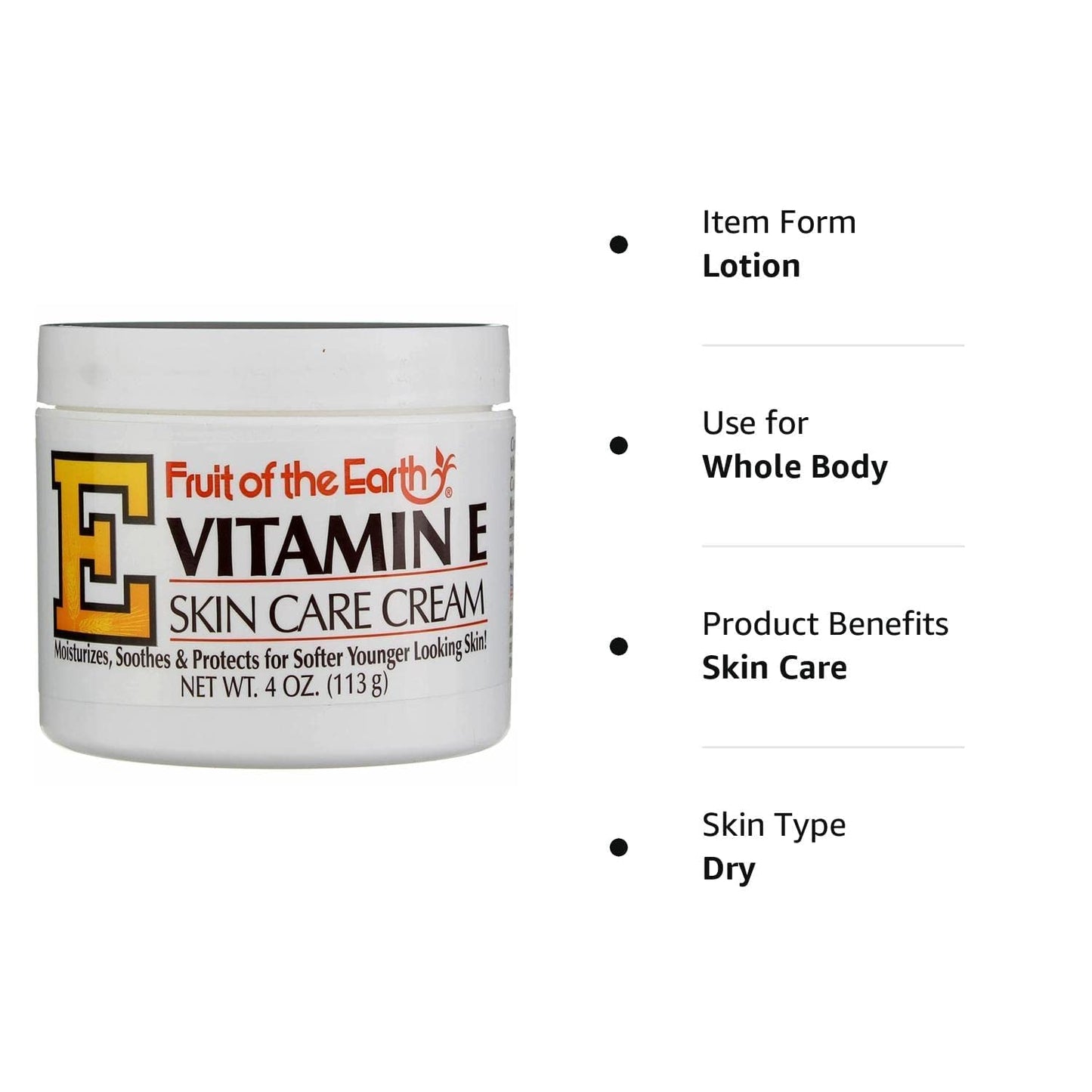Fruit Of The Earth Bogo Cream Vitamin-E 4 Ounce Jar (113g)