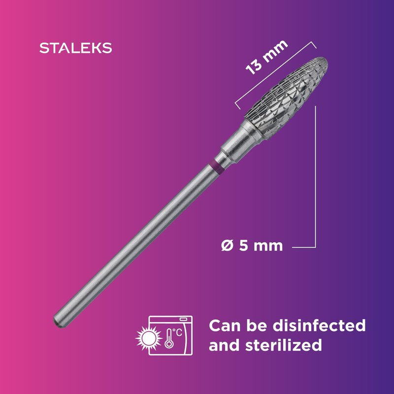 STALEKS PRO Expert Carbide Nail Drill Bit (Corn, Purple, 5mm Head / 13mm WP) – Coarse Hardness for Artificial Nail Correction & Gel Polish Removal in Hardware Manicure/Pedicure