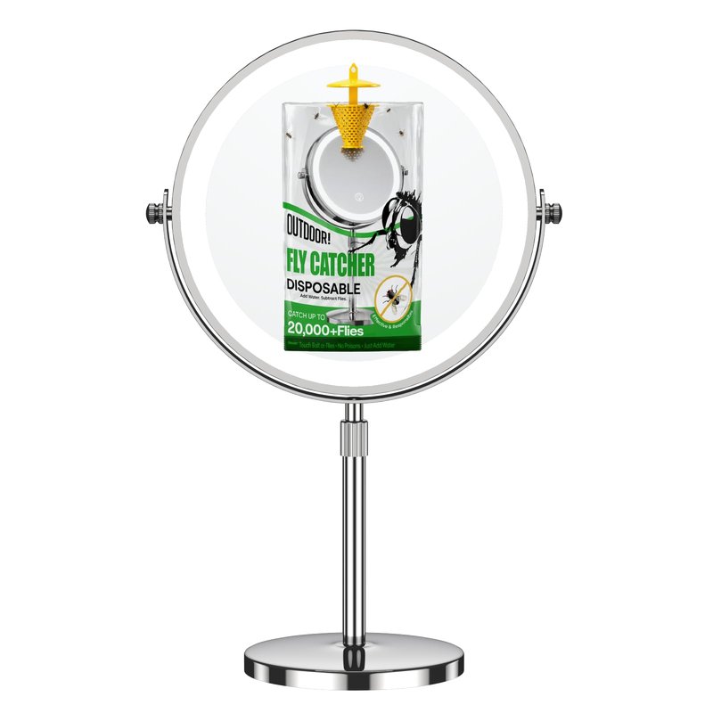 Elasound 9 Fly Trap Bags Outdoor Hanging, Disposable Fly Catcher with Strong Fly Bait 9" Makeup Mirror (5)