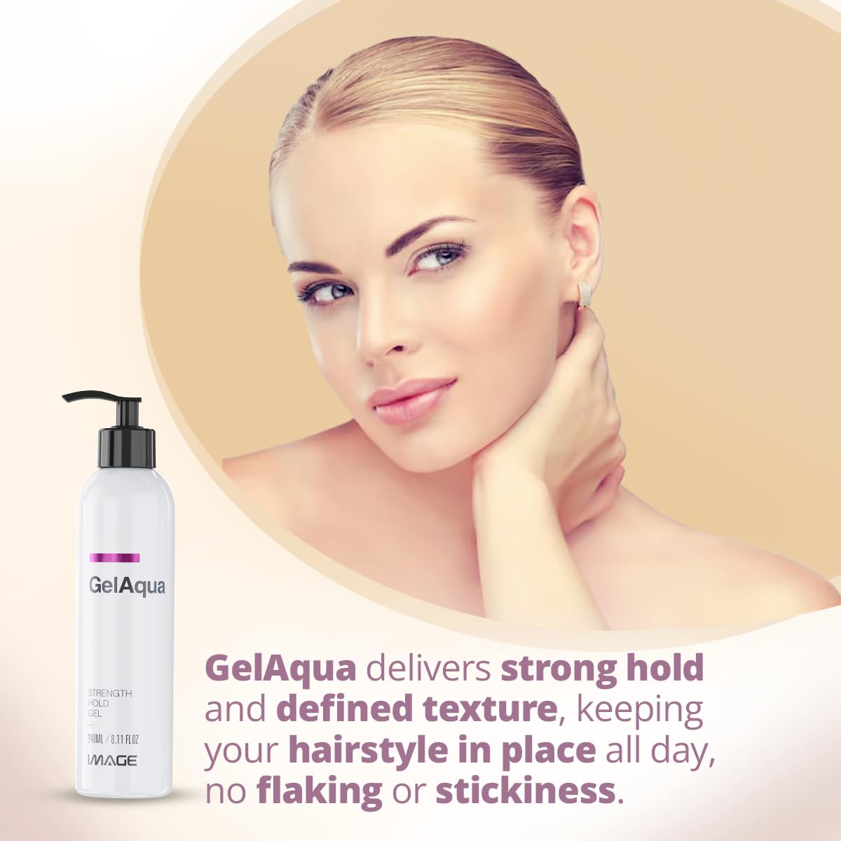 Image Gelaqua Hair Gel – Hydrating Styling Gel with Medium Hold for Natural, Flexible Styles – Non-Sticky Formula – Frizz Control and Shine (8.11 Fl Oz)