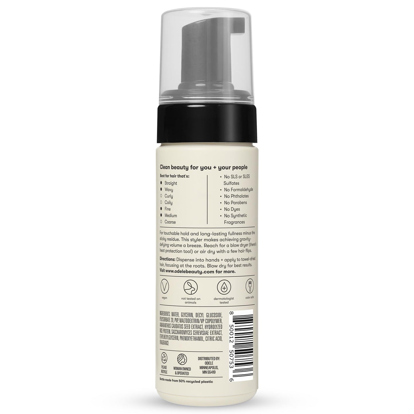 Odele Volumizing Foam Hair Styler for Lift & Heat Protection, 5 fl oz