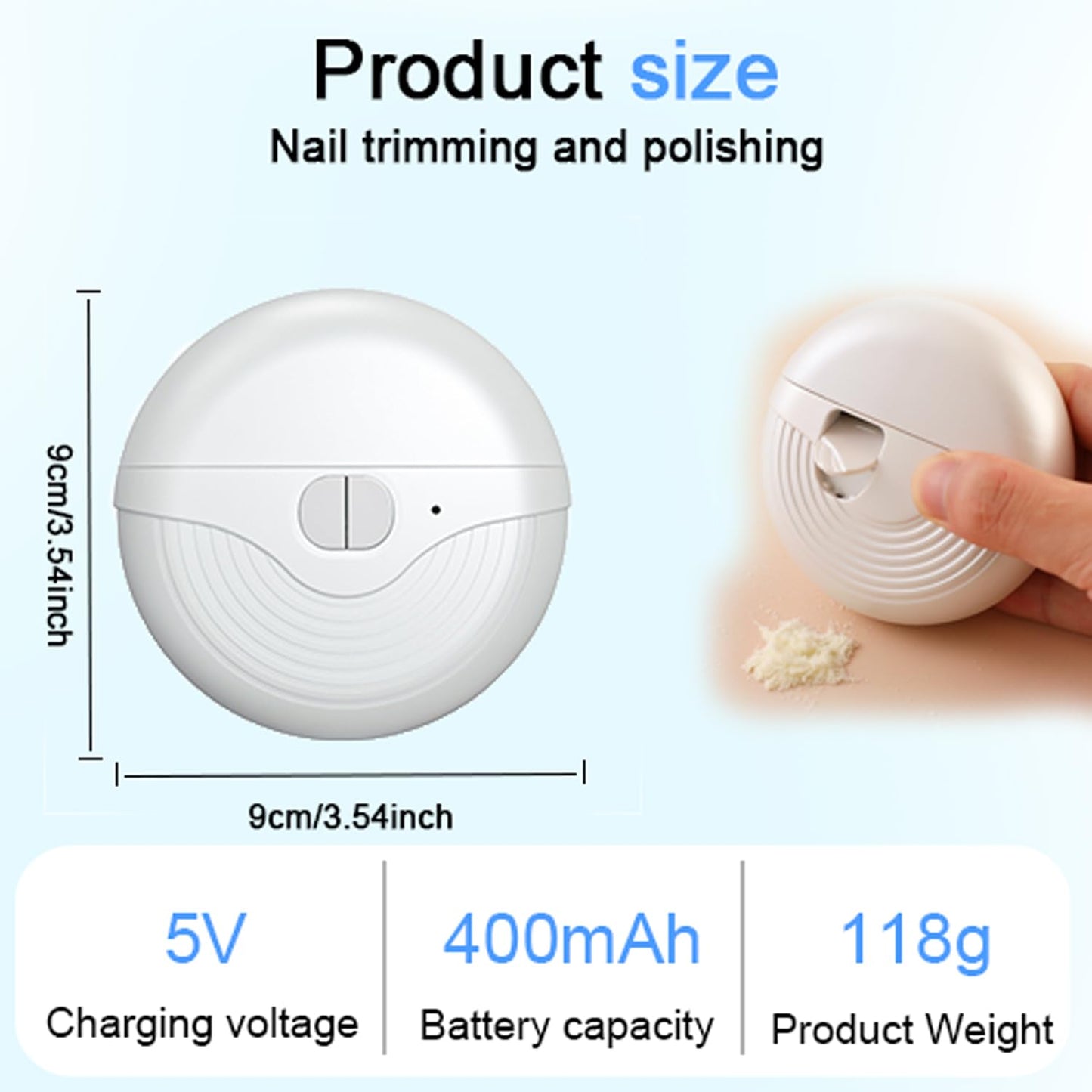 Nail Electric Trimmer Automatic Easy Clip 2 in 1 Clippers for Adults Seniors Smart 3 Speeds for Thick Toenails Multifunctional Polishing & Clip Rechargeable with Light