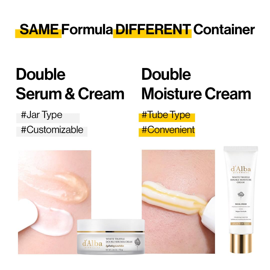 d'alba White Truffle Double Moisture Cream - 2-in-1 Vegan Face Moisturizer for Firming & Tightening | 2.02 oz