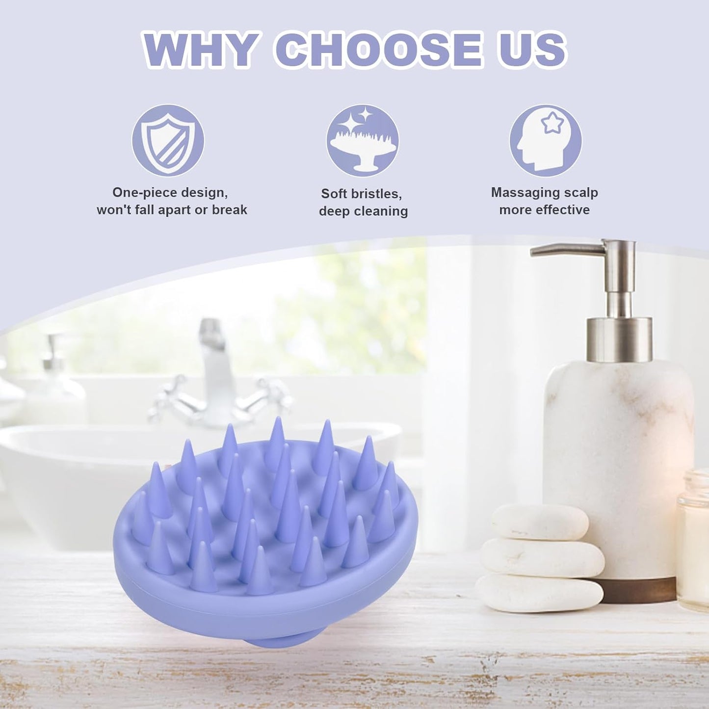Silicone Scalp Massager, Scalp Scrubber for Hair Growth with Soft Bristles, Scalp Exfoliator Brush Dandruff Removal Shampoo Brush for Wet Dry Scalp Care (Mint Green)