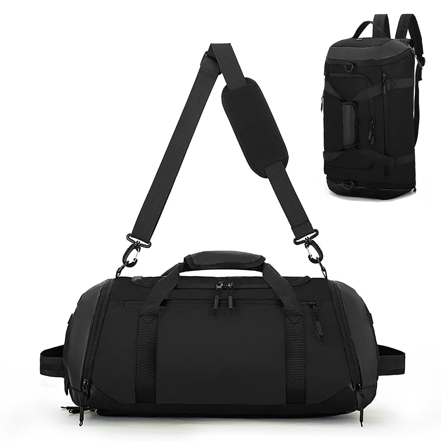 W WINTMING Gym Duffle Bags Gym Bag for Men Travel Duffle Bag With Shoe Compartment Wet Pocket Sports Duffle Bag Weekender Overnight Backpack (Black)