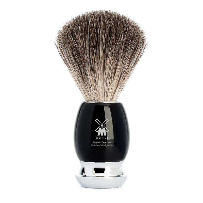 MÜHLE VIVO Black Resin Pure Badger Shaving Brush - Luxury Men's Shave Brush for Rich Lather & Comfort