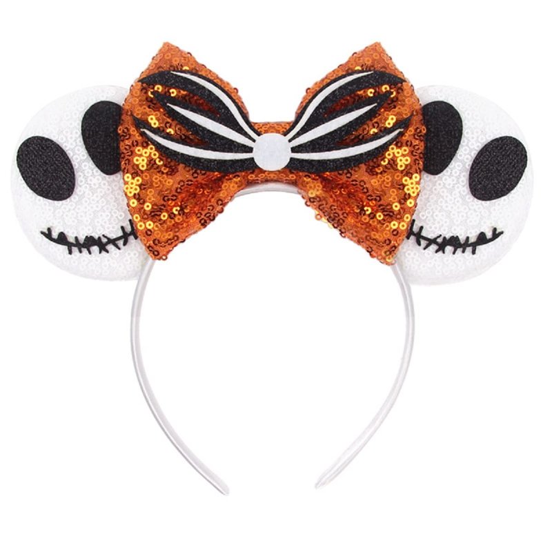 WelyHM Halloween 4pcs Sequin Pumpkin Spider Ghost Cat Ear Headband Hair Accessories for Princess Cosplay Costume Party