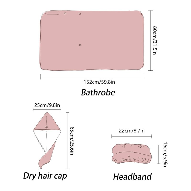 ATTX Flamingo Blue Leaf Towel Wrap with Dry Hair Cap & Headband for Women – Women’s Comfortable Shower & Bath Wrap with Adjustable Closure